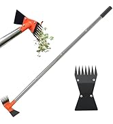 CKLT 2-in-1 Garden Hoe and Weed Puller Rake, 60 Inch Adjustable Long Handle Weeding Tool Heavy Du...
