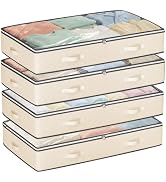 Budding Joy 90L Underbed Storage Containers, 4 Pack Closet Organizers Beige | Storage bins, folda...