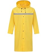 ProHydra Mens Long Safety Rain Coats with Air Vents Reflective Stripes Waterproof Packable Rain J...