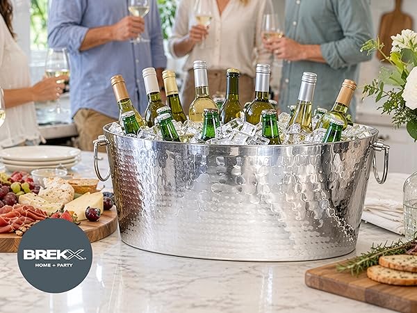 Champagne bucket with glasses made of durable, safe, and long-lasting materials.