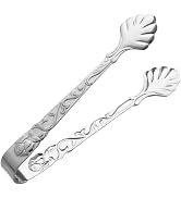 Silver Mini Serving Tongs, Vintage Rose Relief Handle Ice Cube Clips Sugar Tongs, Stainless Steel...
