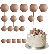 ASTARON 20 Pcs Ball Cake Topper Decorations Mini Balloons Cake Topper Sticks Light Brown Balls Ca...