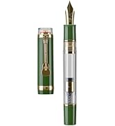 Jinhao 1935 Tiandao Series Fountain Pen, Size 8 Medium Nib Army Green & Transparent Acrylic with ...