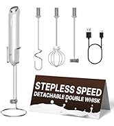 InstaWhisk Milk Frother with Variable Speed, Rechargeable Coffee Frother Wand with Detachable Dou...