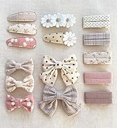 Cherssy Floral Hair Bow Clips for Baby Girls, 20 Pack Flower Fully Lined Alligator Clips and Snap...