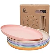 SHECIPIN 6 PACK 6 Inches Lightweight Mini Wheat Straw Plates Reusable Plate Set Dishwasher & Micr...