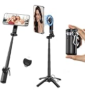 Mini Magnetic Selfie Stick,360° Rotation Carbon Fiber Cell Phone Tripod for MagSafe,Portable Magn...