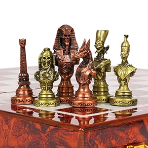 Large Egyptian Metal Chess Set for Adults