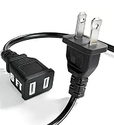 6ft Black Extension Cord 125V 10A 1250W Slim Design, 2-Prong Polarized Plug