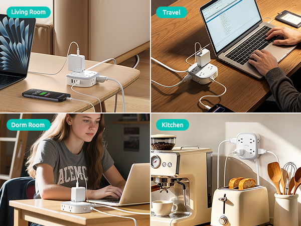 360° Rotating Flat Plug Power Strip