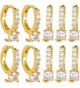 BEEFLYING 10PCS 18K Real Gold Plated Cubic Zirconia Hoop Earrings Ear Hooks Component Findings wi...
