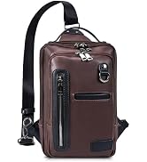 CAAORDKSO Leather Messenger Sling Crossbody Shoulder Bag for Men Travel Work Vintage Messenger Ba...