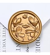UNIQOOO Wax Seal Stickers - 3D Magnolia Wedding Invitation Envelope Botanical Seal Stickers, 50 P...
