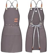 BeLuyi chef apron bib tool apron for man woman cross back straps with 4 pockets for kitchen cooki...