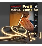 Shine Decor Under Cabinet Lighting Strip, Free Cuttable LED Silicone Neon Rope Hardwired 24V Anti...