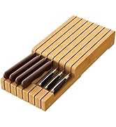 Knife Holder, Knife Organizer Drawer Insert, In-Drawer Bamboo Wood knife block, Drawer Knife Stor...