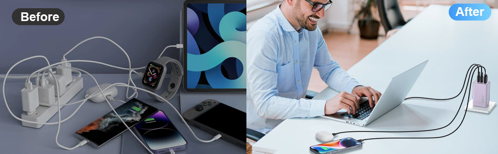 150W USB C Multiport Wall Charger for MacBook,Laptop,iPhone,iPad,Samsung Galaxy,Pixel, and more.