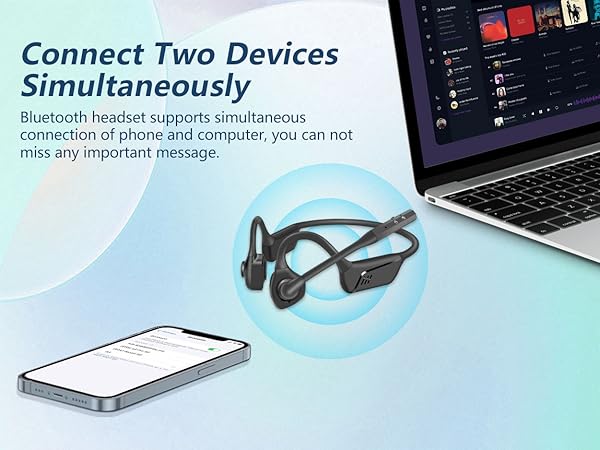 BANIGIPA Bluetooth Headset with Microphone, Open Ear Headphones with Noise Cancelling for Calling