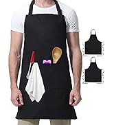 Kitchen Cooking Apron with 3 Pockets, Adjustable Bib Apron Chef Aprons for Women Men with Pockets