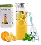 Glass Pitcher, Water Pitcher with Lid,Carafes & Pitchers, Iced Tea Pitcher,Water Carafe with Hand...