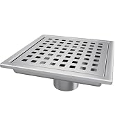Elefloom Square Shower Drain, Shower Drain 4 inch with Removable Grate Cover, Corrosion Resistant...