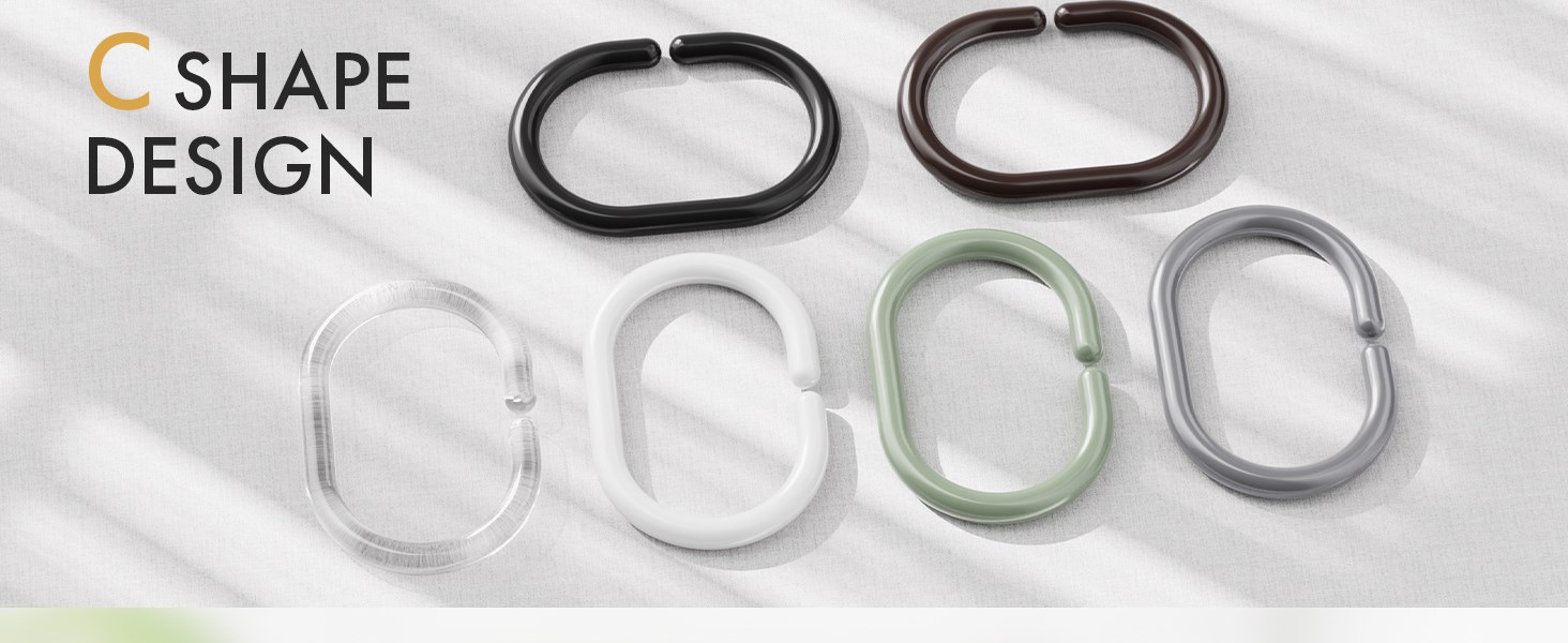 plastic shower curtain hooks clear