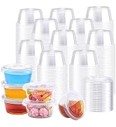 BYSNOW 1000 Sets 2 oz Plastic Portion Cups with Lids, Small Clear Jello Shot Cup, Disposable Plas...