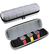 Juntan 5 Slots Hard Watch Travel Case, Portable Nylon Zipper Storage Organizer Box for Men Women ...