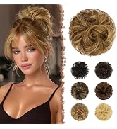 FESHFEN Human Messy Buns - 100% Human Hair Bun Real Scrunchies Hair Pieces Ponytail Extensions Wa...