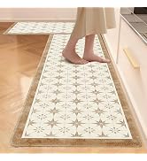 Dintszyayue Anti Fatigue Mats for Kitchen Floor Set of 2 Non Slip Waterproof Farmhouse Padded Kit...