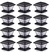 AEFRELEOHT Solar Post Cap Lights, Warm White & RGB Automatic Cycling & Fixed RGB Color, 9 Colors ...