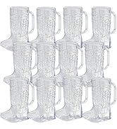 Fun Express Cowboy Boot Cups Clear Plastic - Western Cups 17oz Boot Mugs 12 Pack for Cowboy Party...