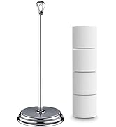 KASUNTO Toilet Paper Holder with Rustproof, Metal Free Standing Toilet Paper Stand Storage for Ba...