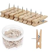 50 PCS Push Pin with Wooden Clips, Durable Wooden Push Pins, Decorative Pushpins Tacks Thumbtacks...