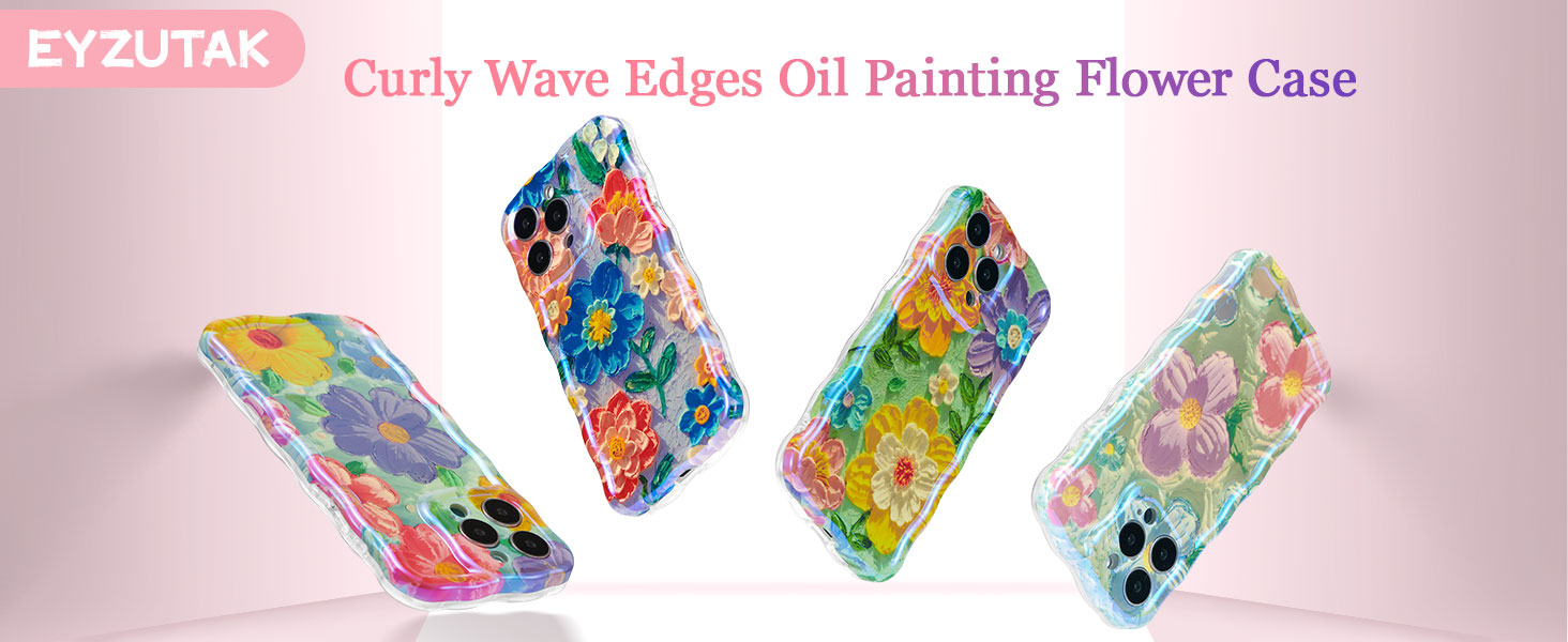 Colorful Retro Oil Painting Flower Laser Phone Case