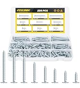 220 PCS Truss Head Zinc Wood Screws Assortment Kit,FIXLINK High Hardness Wood Screws Set, Phillip...