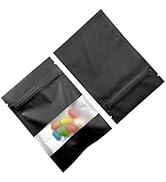 FERENLI 100 Pack 2.8x3.9 inch Matte Flat Black Mylar Food Storage Bags with Window for Small Busi...