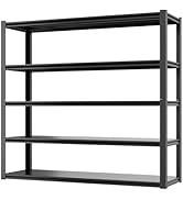 Homdox 48”W Garage Shelving, 3000LBS Heavy Duty Storage Shelves, 5 Tier Adjustable Metal Shelves ...