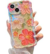 XIZYO Case for iPhone 14 Plus/15 Plus, Colorful Retro Oil Painting Flower Cute Floral Aesthetic C...