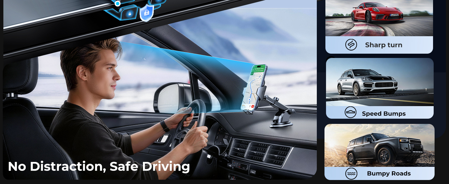 secure holder for sharp turns and bumpy roads on daily family commute