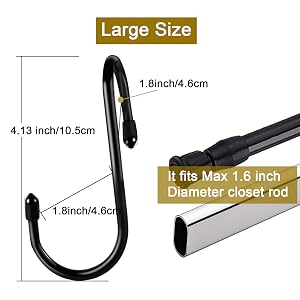 large size closet rod hooks