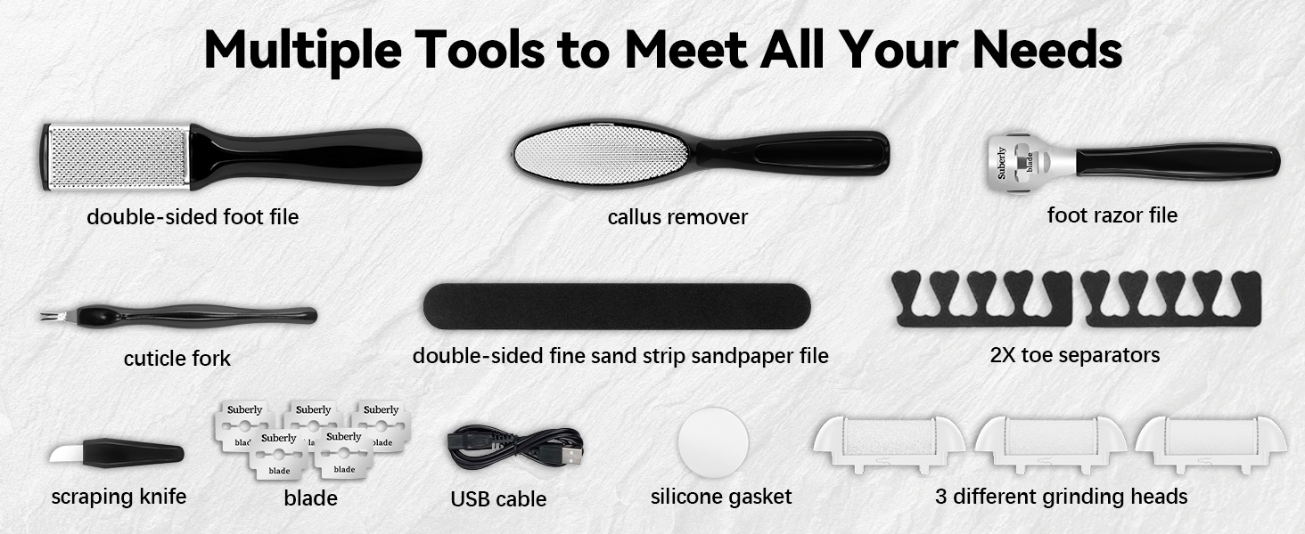 Showing all the accessories included in the set