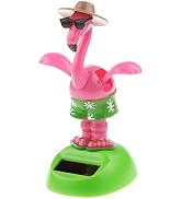 YGMONER Flapping Wings Flamingo Solar Powered Hawaii Style Shaking Ornaments Car Dashboard Dancer