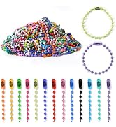 GEKIXUTP 300 Pcs Mix Color Ball Chain Bulk,Metal Bead Chain,Keychain Chains dog tag chain,20 Colo...