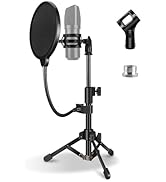 Mic Stand Desk, Table Mic Tripod Desktop Mic Stand Height Adjustable Small Microphone Stand for D...