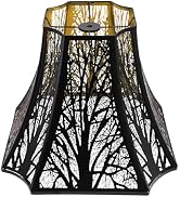 ALUCSET Octagonal Lamp Shade, 6.2×13×10.8" Large Black and Gold Lamp Shade Replacement for Table ...