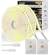 Amagle Under Cabinet Lighting, COB Led Light Strips Motion Sensor Light Indoor, 5000mAh Rechargea...