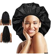 Auban Extra Large Shower Cap, Double-Layer Waterproof Reusable, XL Satin Lining Shower Bonnet for...