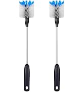 MOSOLAN Stainless Steel Water Bottle Brush, 2 Pack Long Handle Scrubbing Brush with Removable Hea...