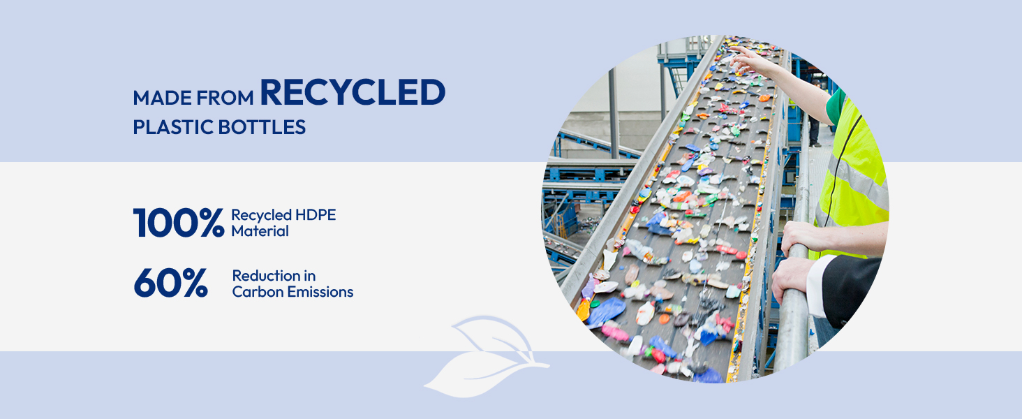 Crafted from high-quality materials sourced from reclaimed plastic bottles